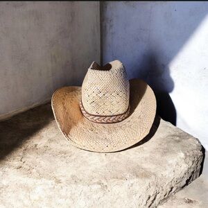 Vintage 1979 Resistol Stagecoach Cowboy Straw Hat Self Conforming Size 7  7/8